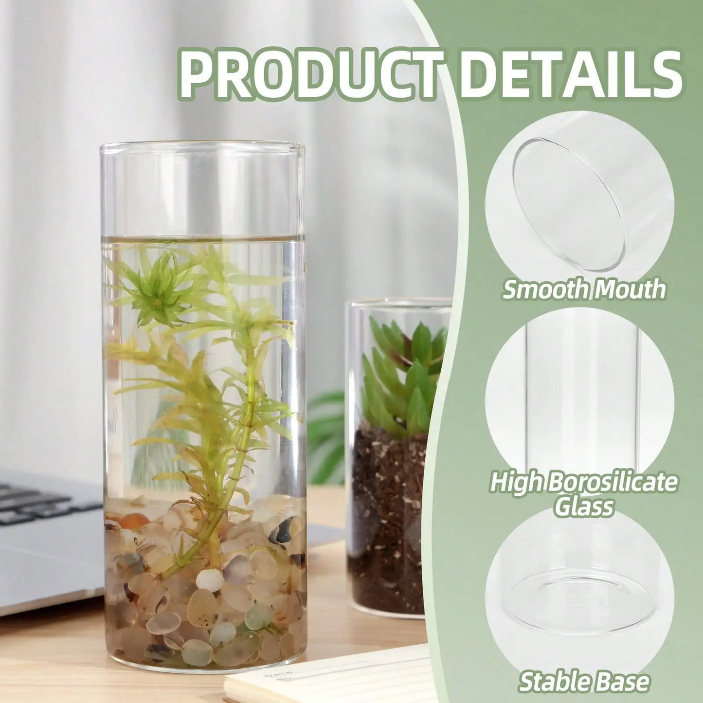 Tomnk Clear Glass Cylinder Vase Set For Wedding Centerpieces