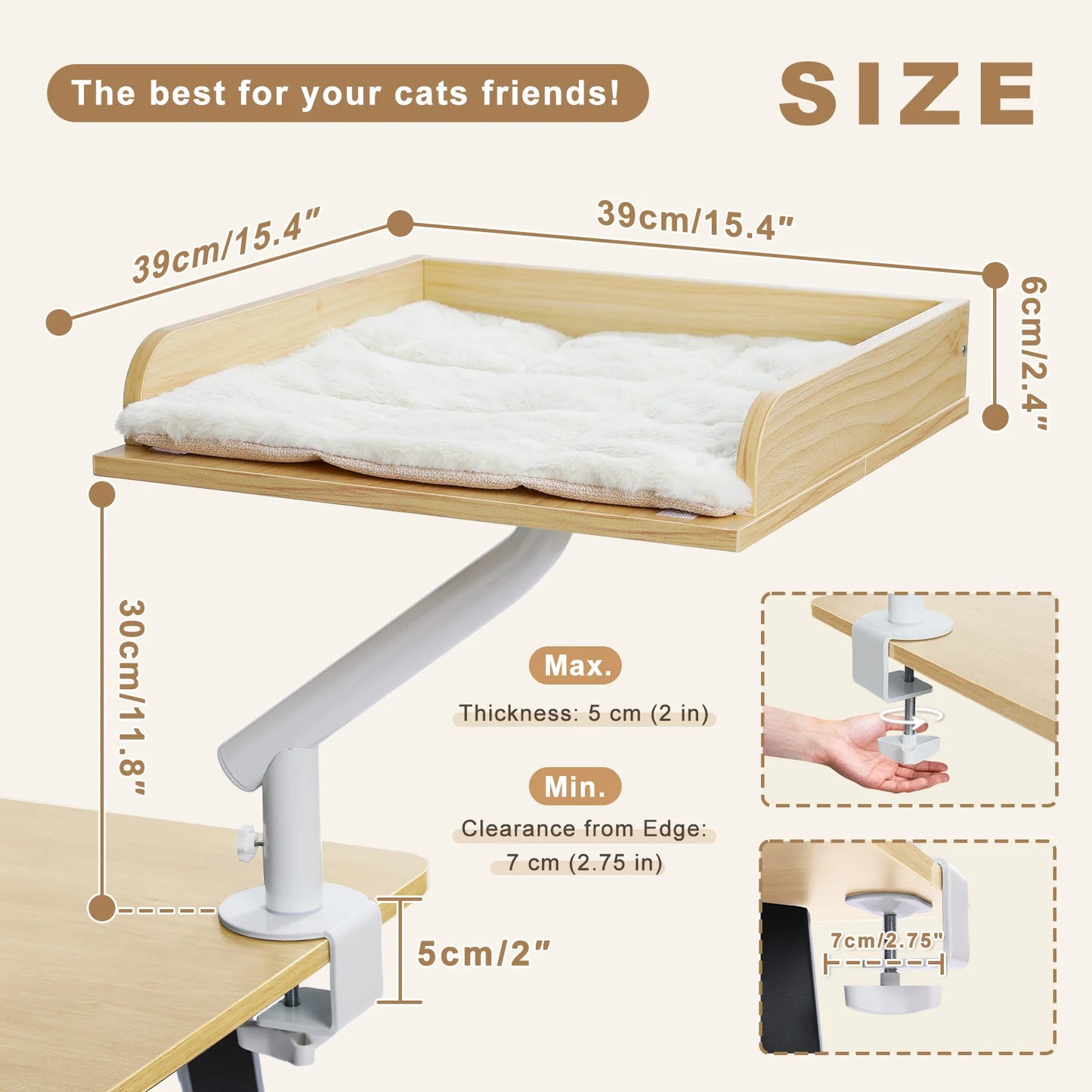 PAWZ Road Cat Desk Bed 360 Rotatable Stand With Adjustable Hammock