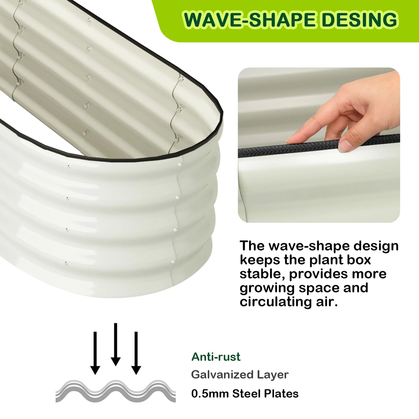 HiMISS Oval Galvanized Raised Garden Bed For Outdoor Use