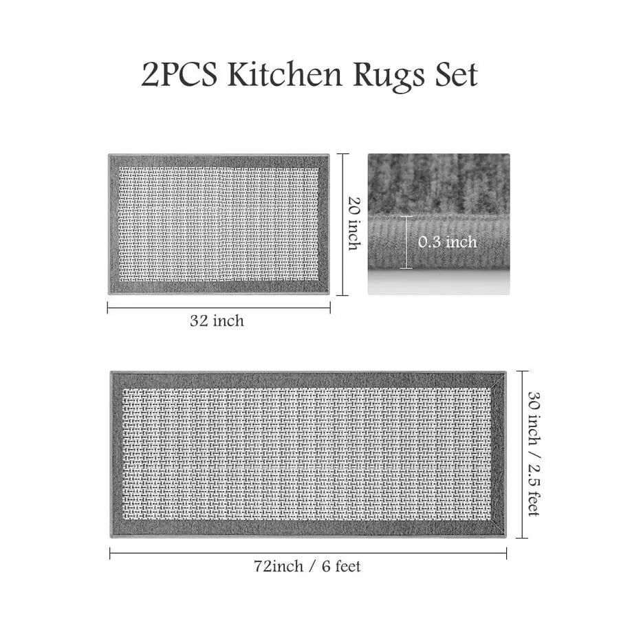 Non Slip Kitchen Rugs Set Non Skid Washable Absorbent Mats