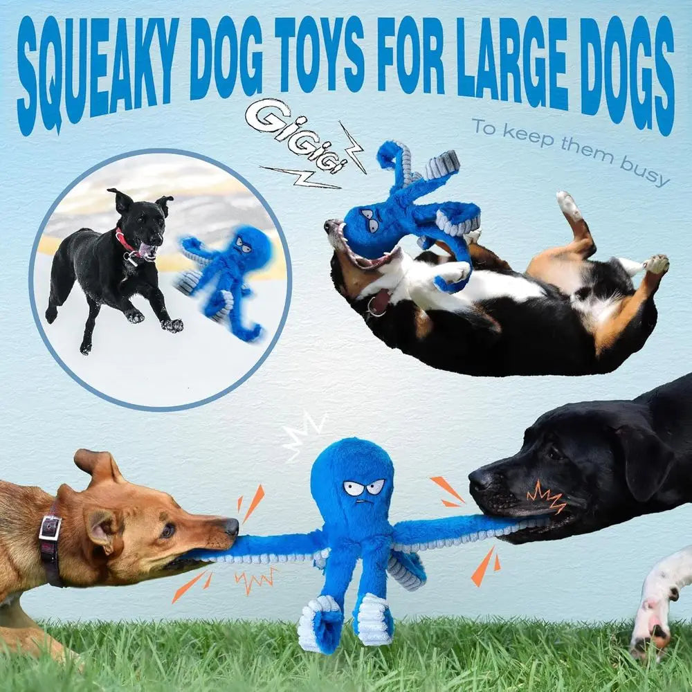 Tough Dog Toys Interactive Squeaky Tug Toy For Aggressive Chewers