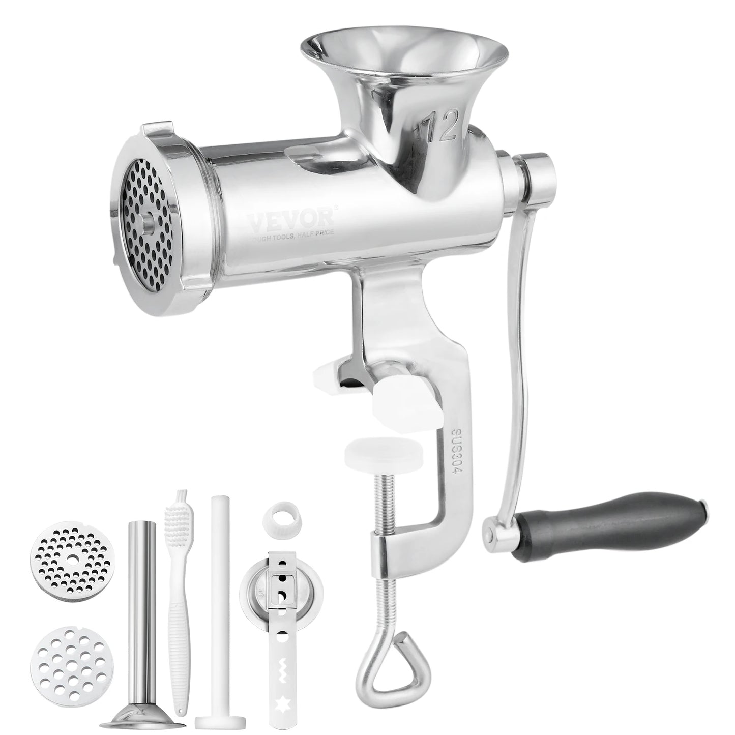 SucceBuy 304 Stainless Steel Manual Meat Grinder Table Clamp Mincer