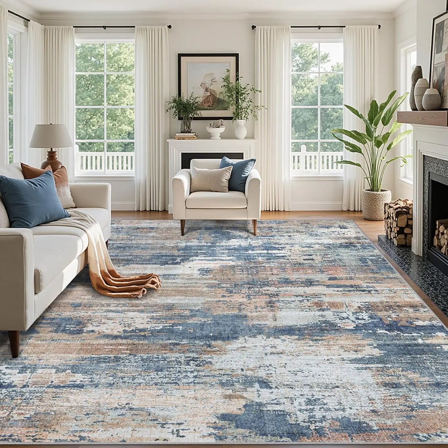 Non Slip Acrylic Area Rug For Living Room And Bedroom Machine Washable