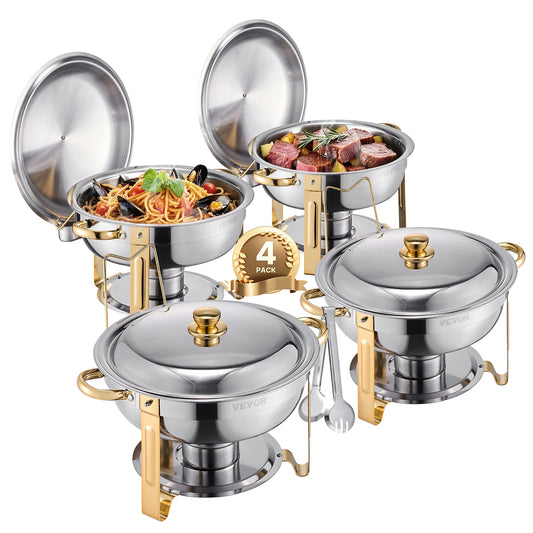 SucceBuy 4 Pack Chafing Dish Buffet Set Stainless Steel Chafer