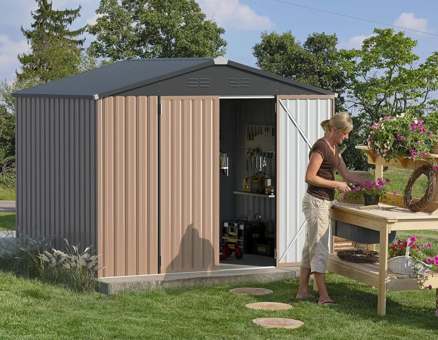 Lockable Steel Storage Shed For Garden Backyard Utility