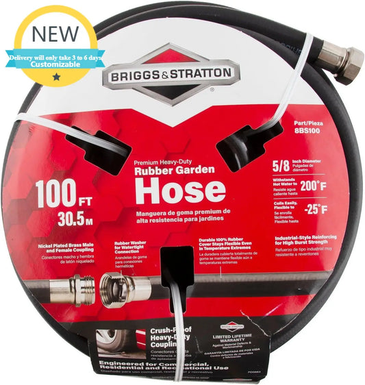 8BS100 Premium Heavy Duty Rubber Garden Hose For All Weather Use