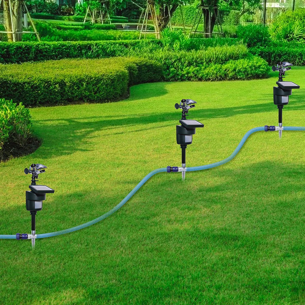Yardeen Motion Activated Sprinkler With Solar Panels Deters Animals