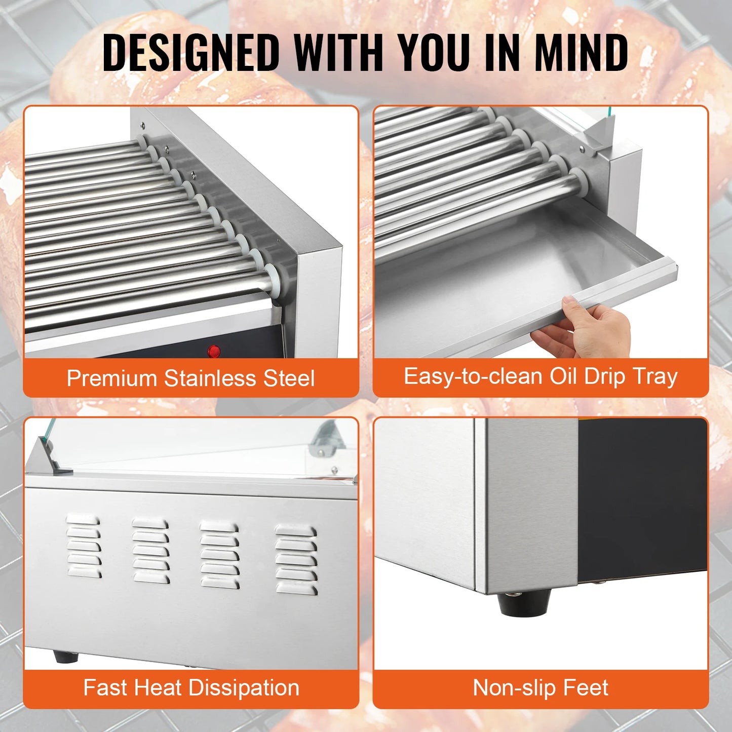 Succebuy Commercial Hot Dog Roller Sausage Maker Grill Machine 110V