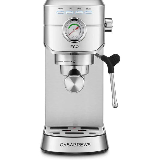 Eco Friendly 20 Bar Espresso Machine With Steam Wand Stainless Steel 34oz Tank