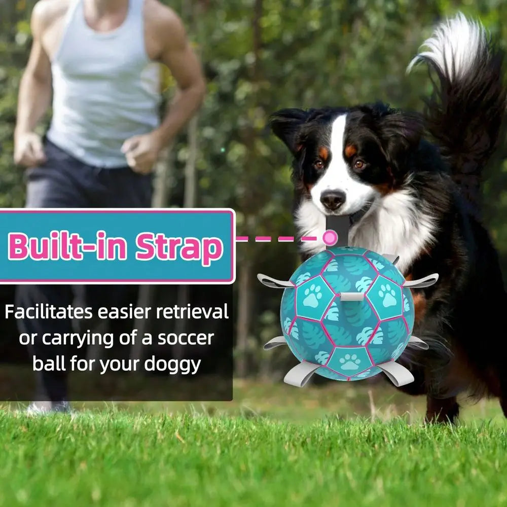 Dog Football Toy With Woven Strap Indoor Outdoor Interactive Ball