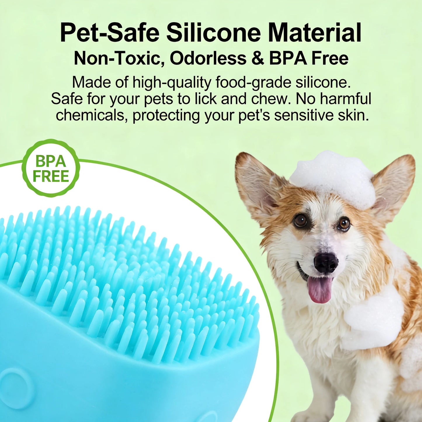 2 In 1 Pet Bath And Massage Brush With Silicone Shampoo Storage For Dogs Cats