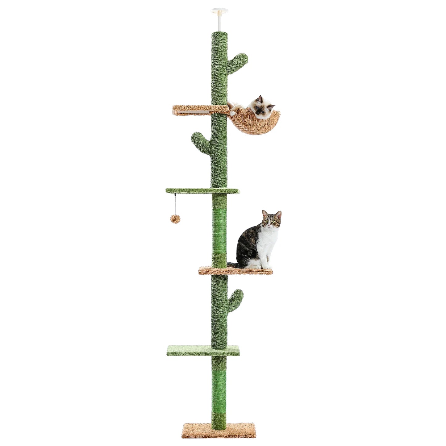 PAWZ Road Cat Tree 5-Tier Floor To Ceiling Cactus Climbing Tower Scratching Post