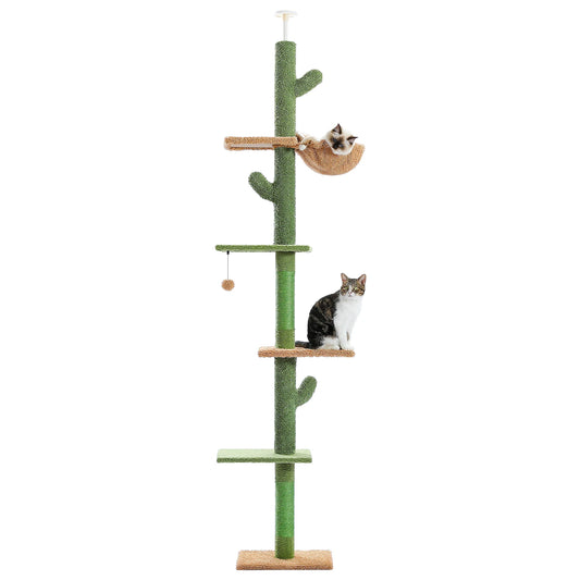 PAWZ Road Cat Tree 5-Tier Floor To Ceiling Cactus Climbing Tower Scratching Post