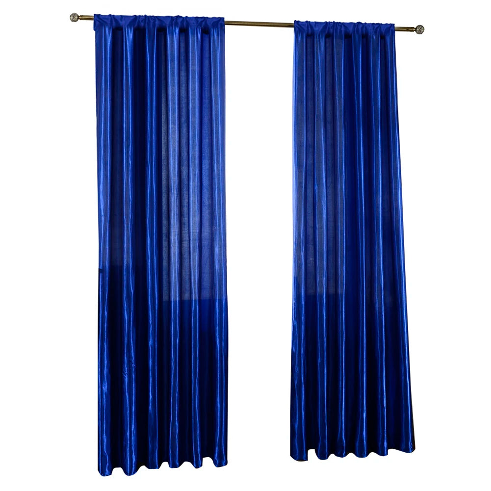 Solid Satin Curtain For Living Room Half Blackout Drape