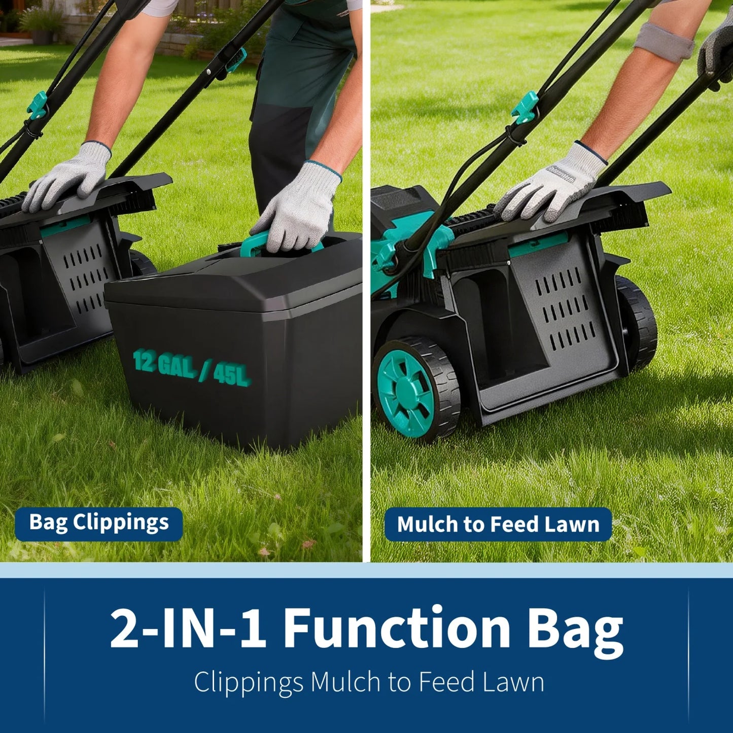 HiMISS Cordless Lawn Mower With 2x20V 4.0Ah Batteries