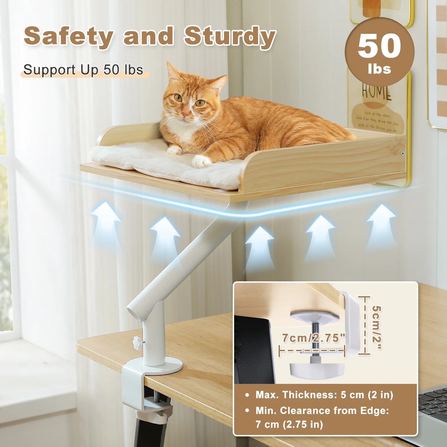 PAWZ Road Cat Desk Bed 360 Rotatable Stand With Adjustable Hammock