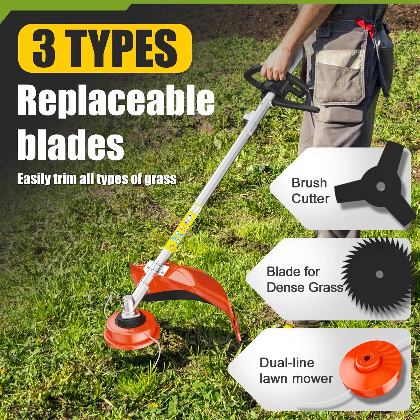 Gas Powered 3 In 1 Backpack Trimmer Cutter Weed Wacker