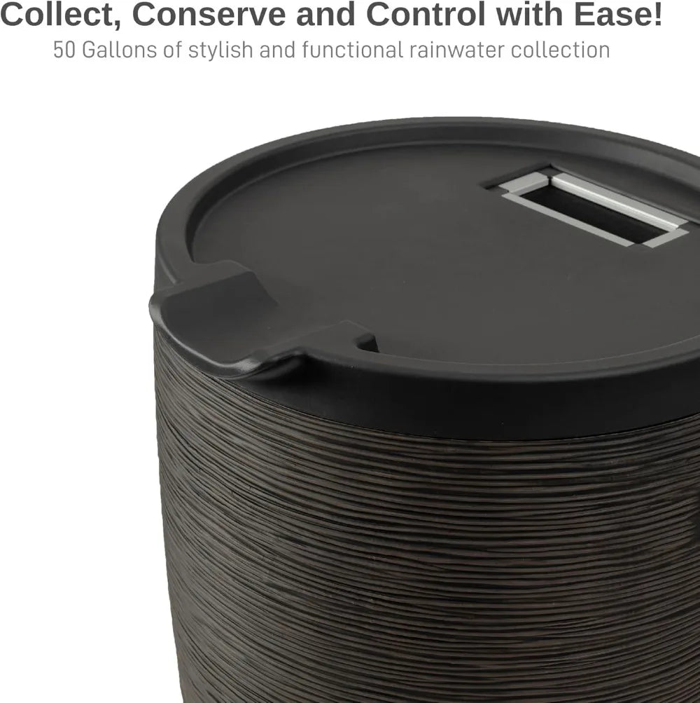 Rain Barrel With Stand Removable Lid And Overflow Nozzle