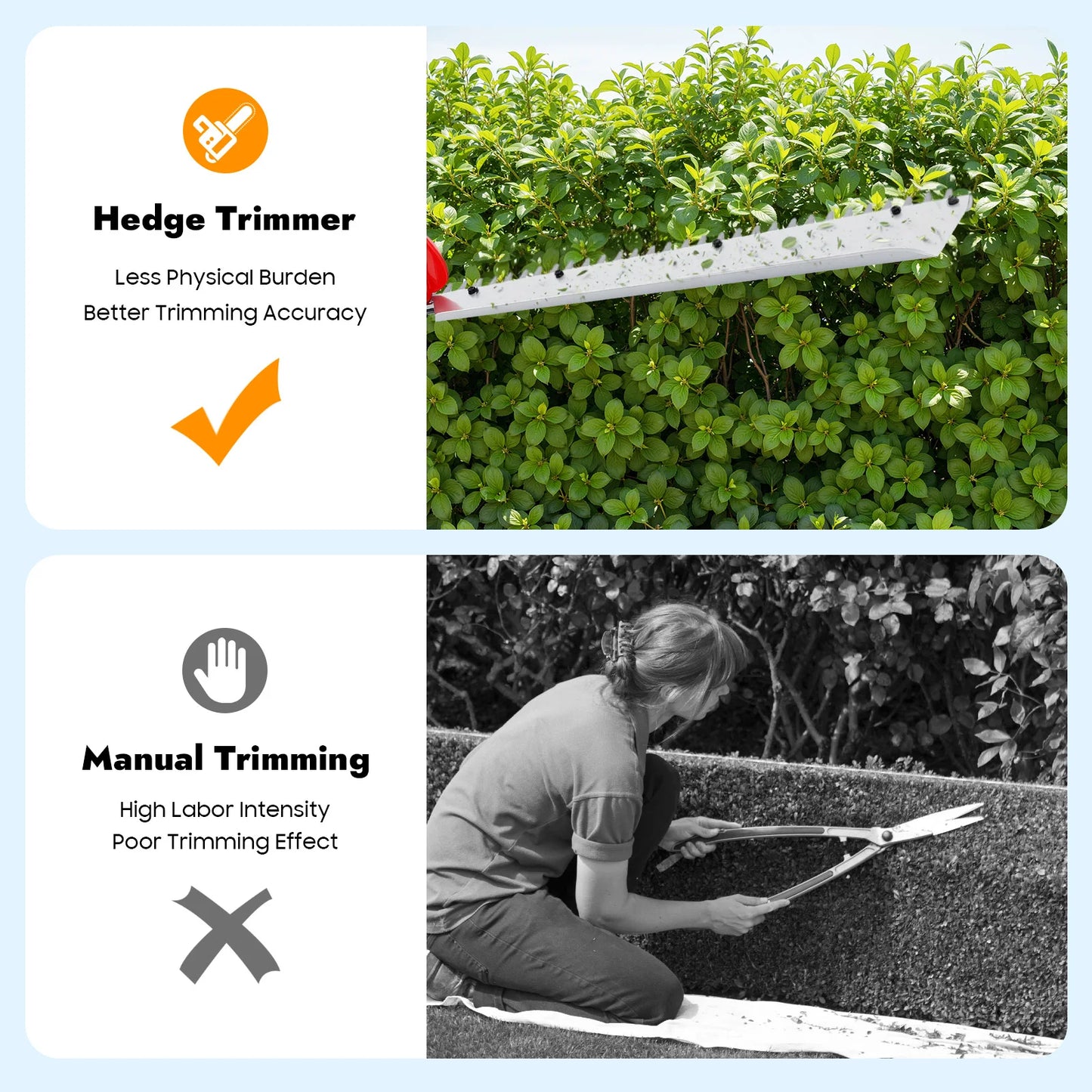 Bymaocar Hedge Trimmer 22.5cc Gas Powered Single Edge Hedge Cutter