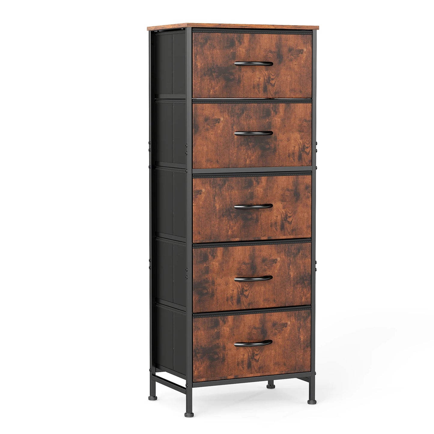 JHK Dresser With Five Fabric Drawers for Bedroom Storage Cabinet