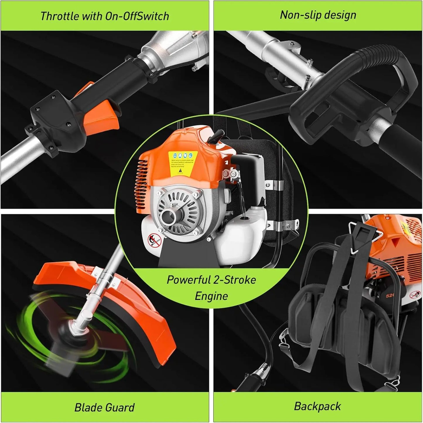 Gas Powered 3 In 1 Backpack Trimmer Cutter Weed Wacker