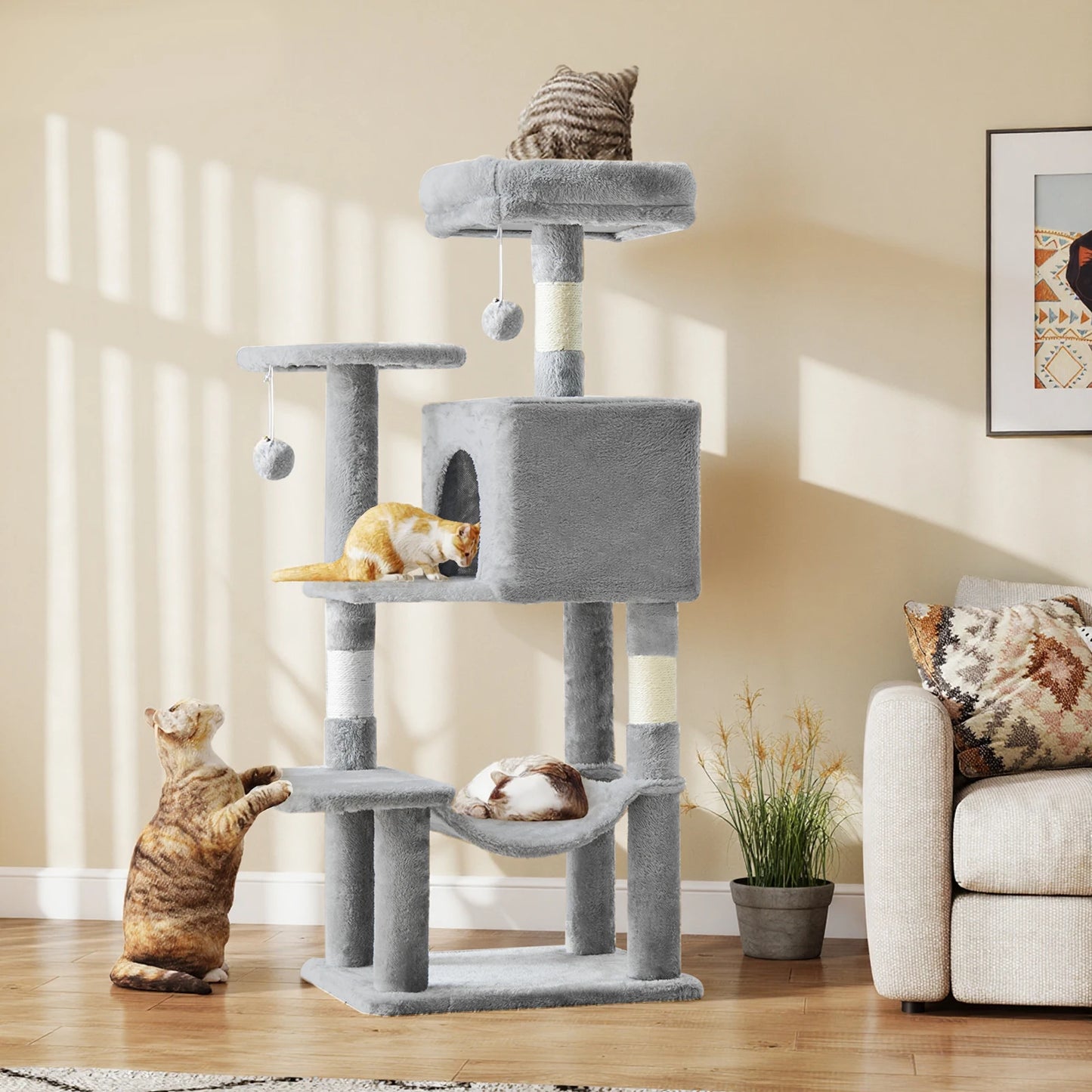 JHK Cat Tree Multi Level Tall Climbing Tower For Indoor Cats