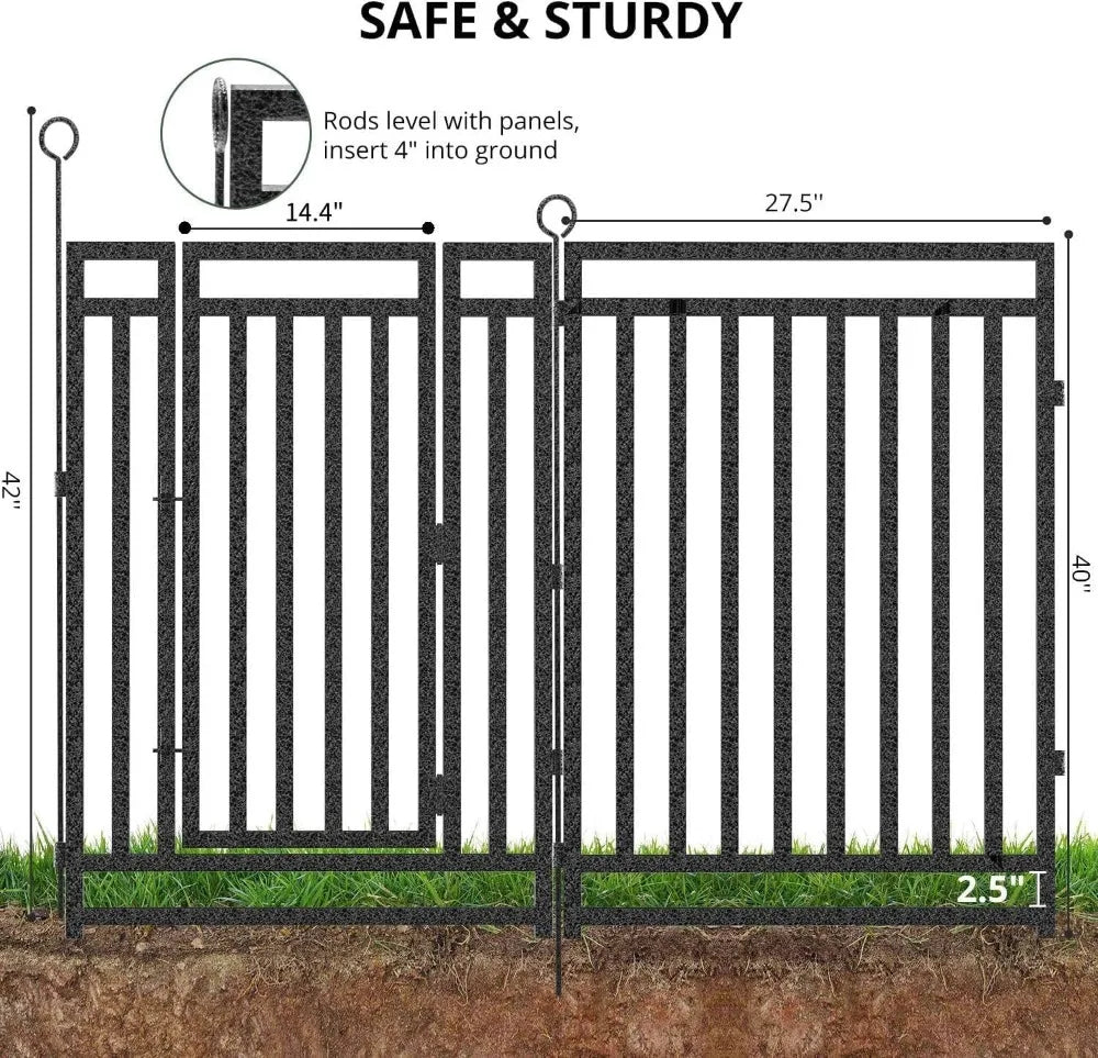 Rustproof Metal Garden Fence With Gates For Yard And Patio