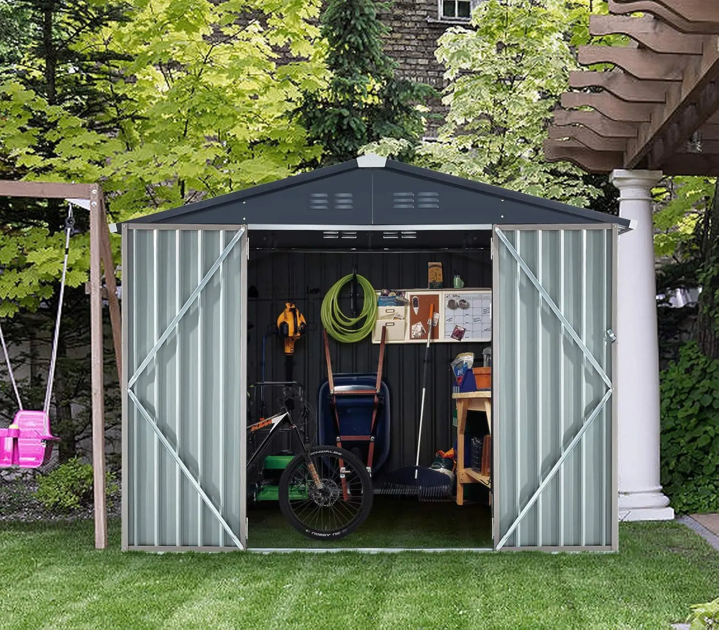 Lockable Steel Storage Shed For Garden Backyard Utility