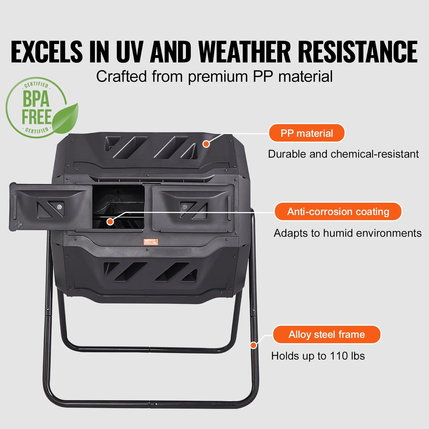 Tumbling Composter Dual Chamber For Garden And Kitchen Use