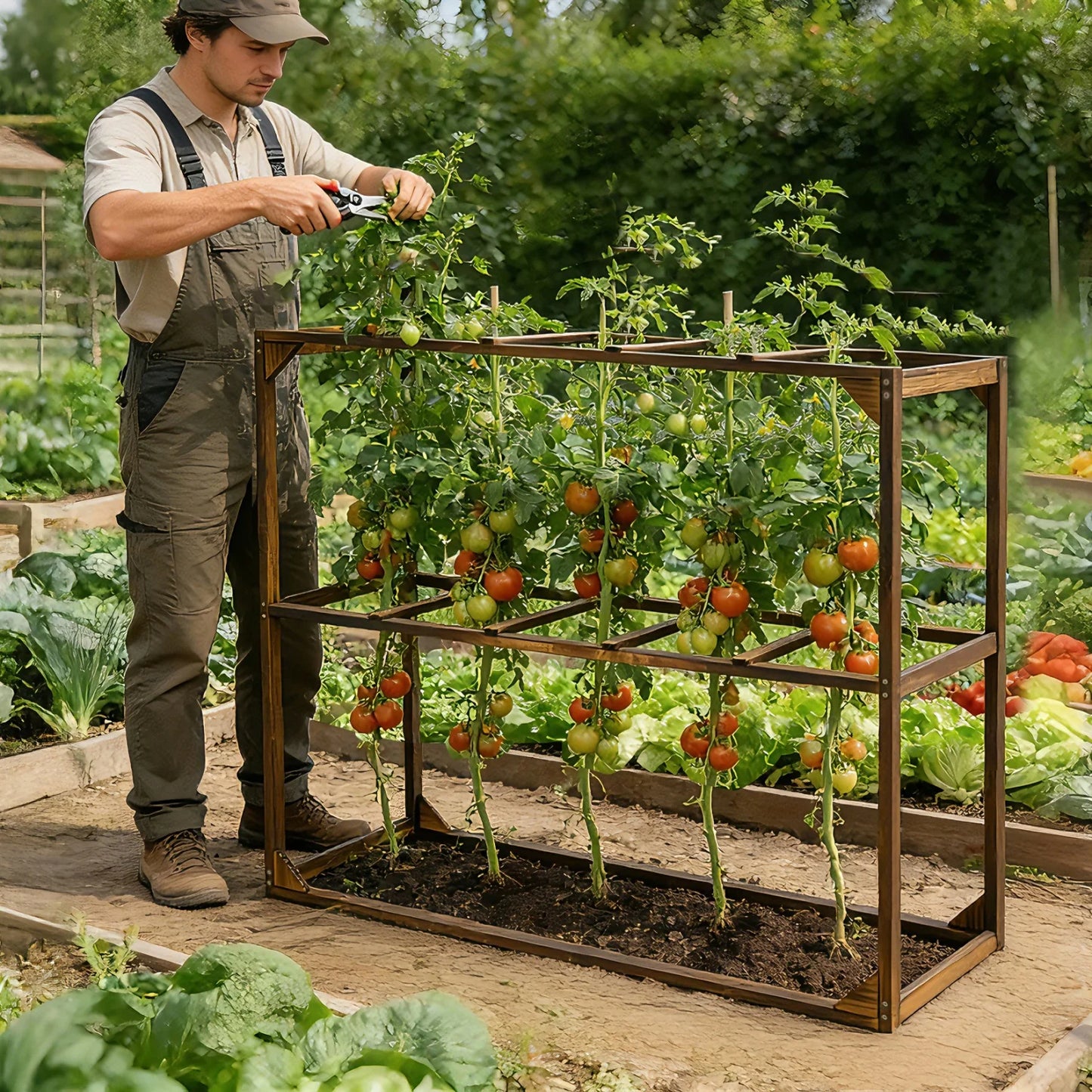 Outdoor Wooden Garden Tomato And Cranberry Plant Support Trellis Frame