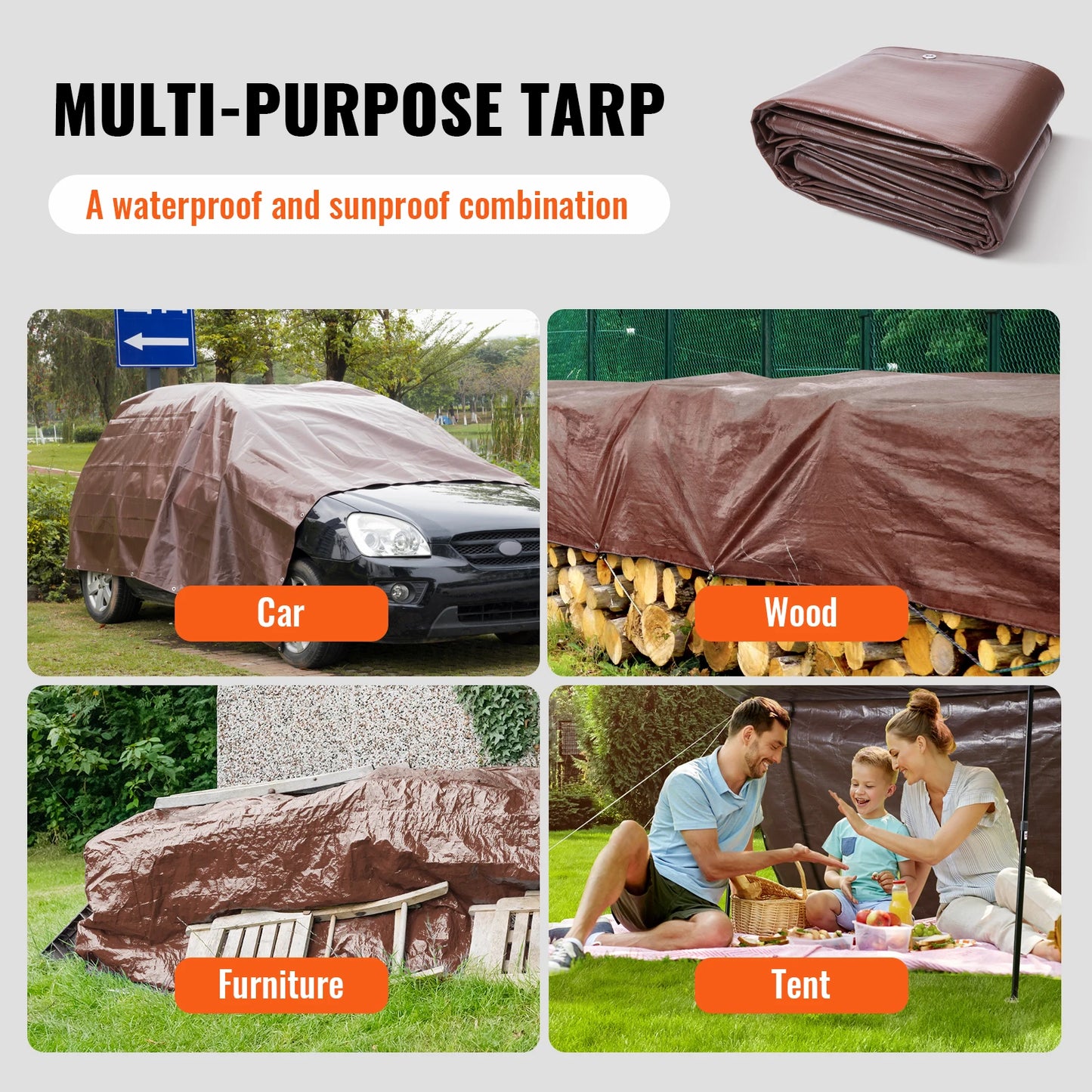 SucceBuy Heavy Duty Waterproof Tarp With Grommets For Outdoor Use
